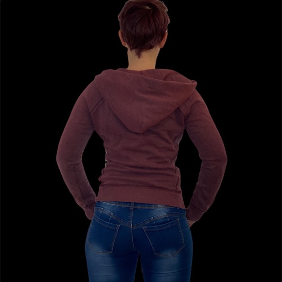 Classic TNA Zip-Up Hoodie, in a Rich Burgundy Color. - Picture 5 of 16